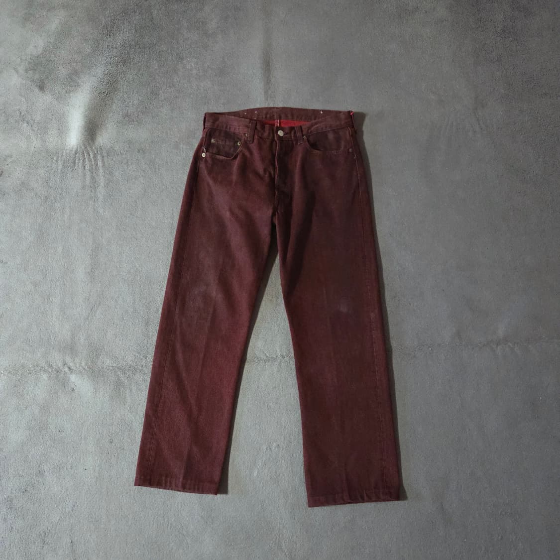 리바이스 501 버건디 레드 워싱 데님 팬츠 32 상품이미지3