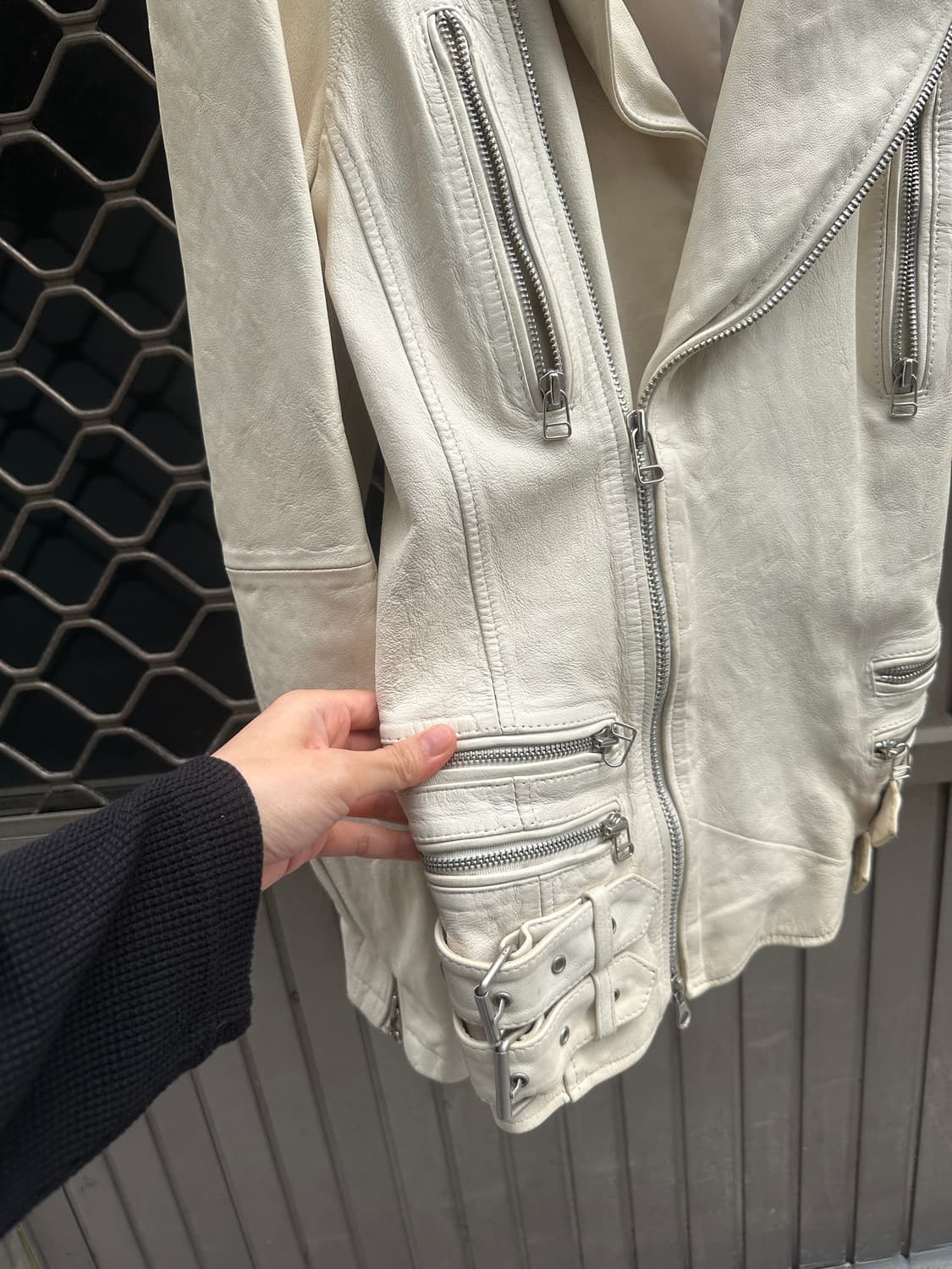 Lambs leather 2way zipper datail jacket 상품이미지4