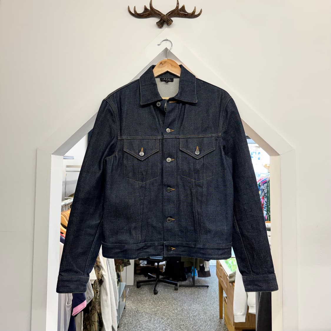 아페쎄 생지 데님 트러커 자켓 made in France (XS)  상품이미지1