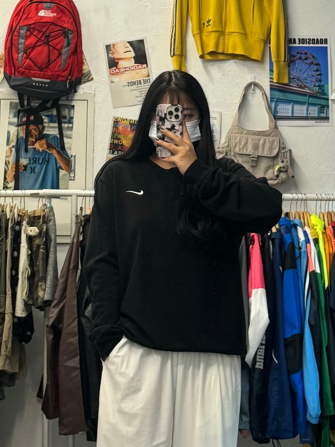 나이키 스우시 블랙 맨투맨 XXL 상품이미지1