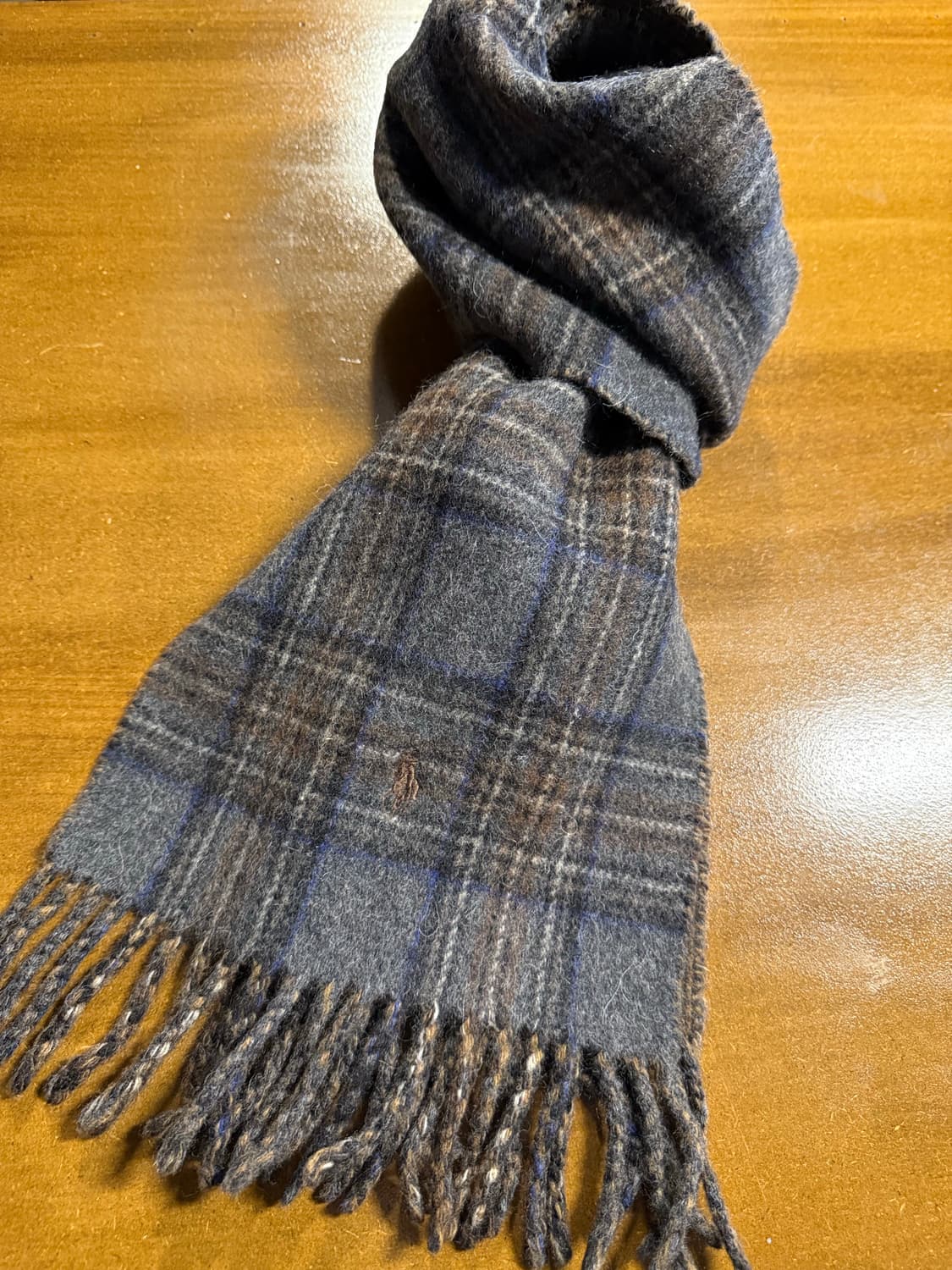 폴로랄프로렌 포니 자수 체크 울 머플러 브라운그레이 상품이미지1