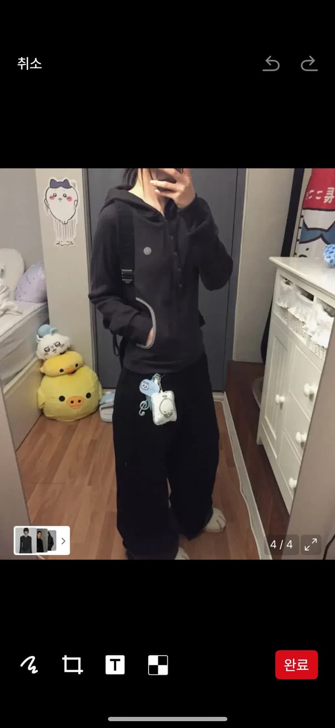 오피쉬 와플 헨리 후드 티셔츠 차콜 상품이미지2