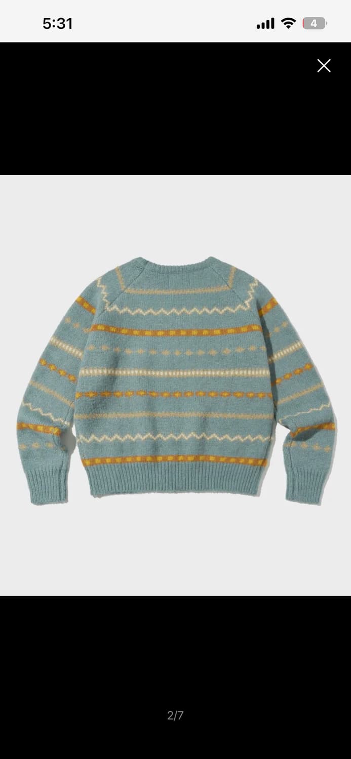 아웃스탠딩_FAIR ISLE CREW NECK KNIT_BLUE 상품이미지2
