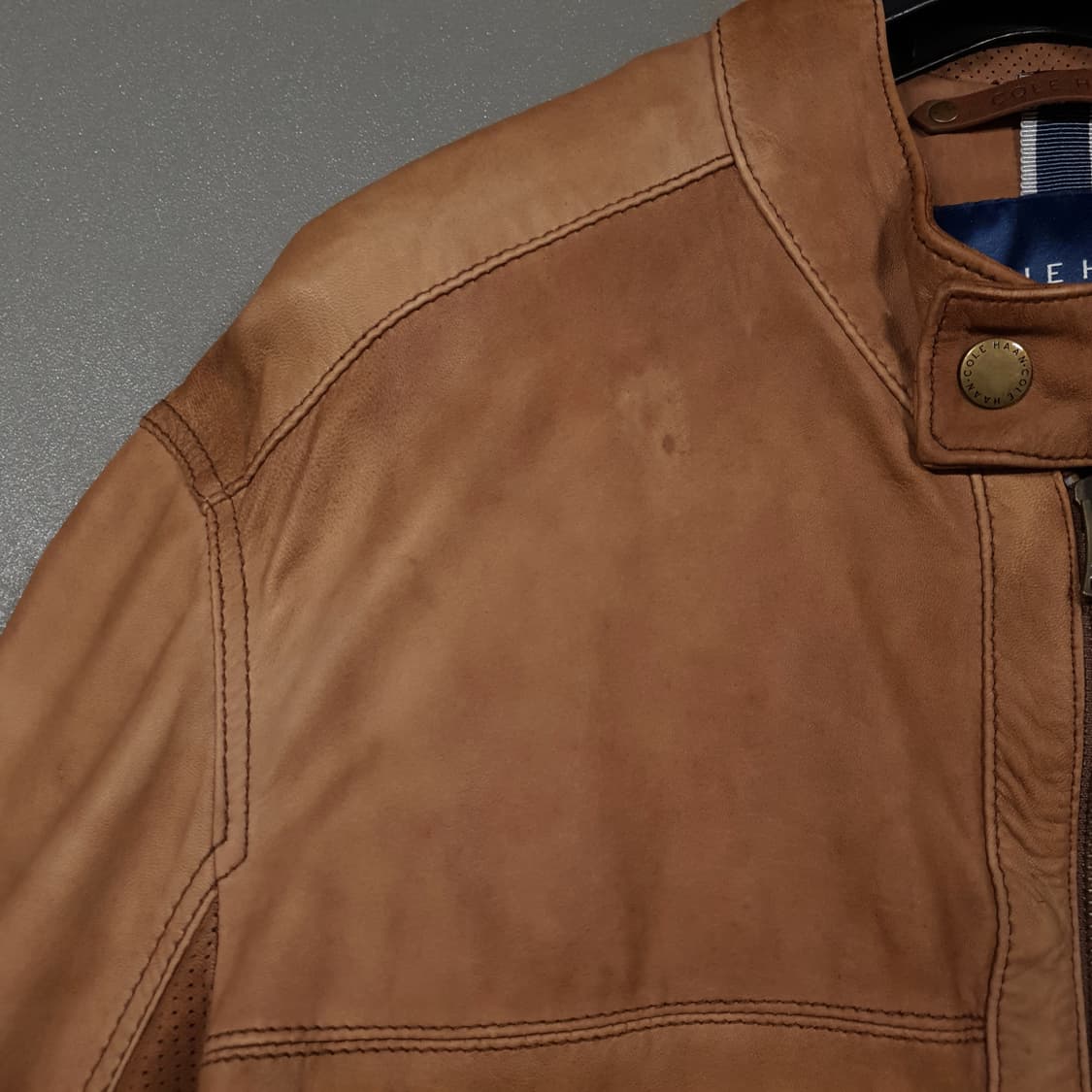 실측 M) COLE HAAN 콜한 싱글 라이더 양가죽 리얼 레더 자켓 상품이미지3