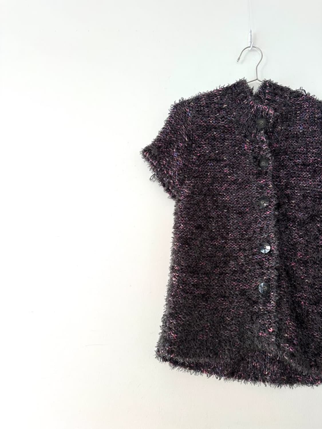 Color mix boucle button half cardigan  상품이미지2