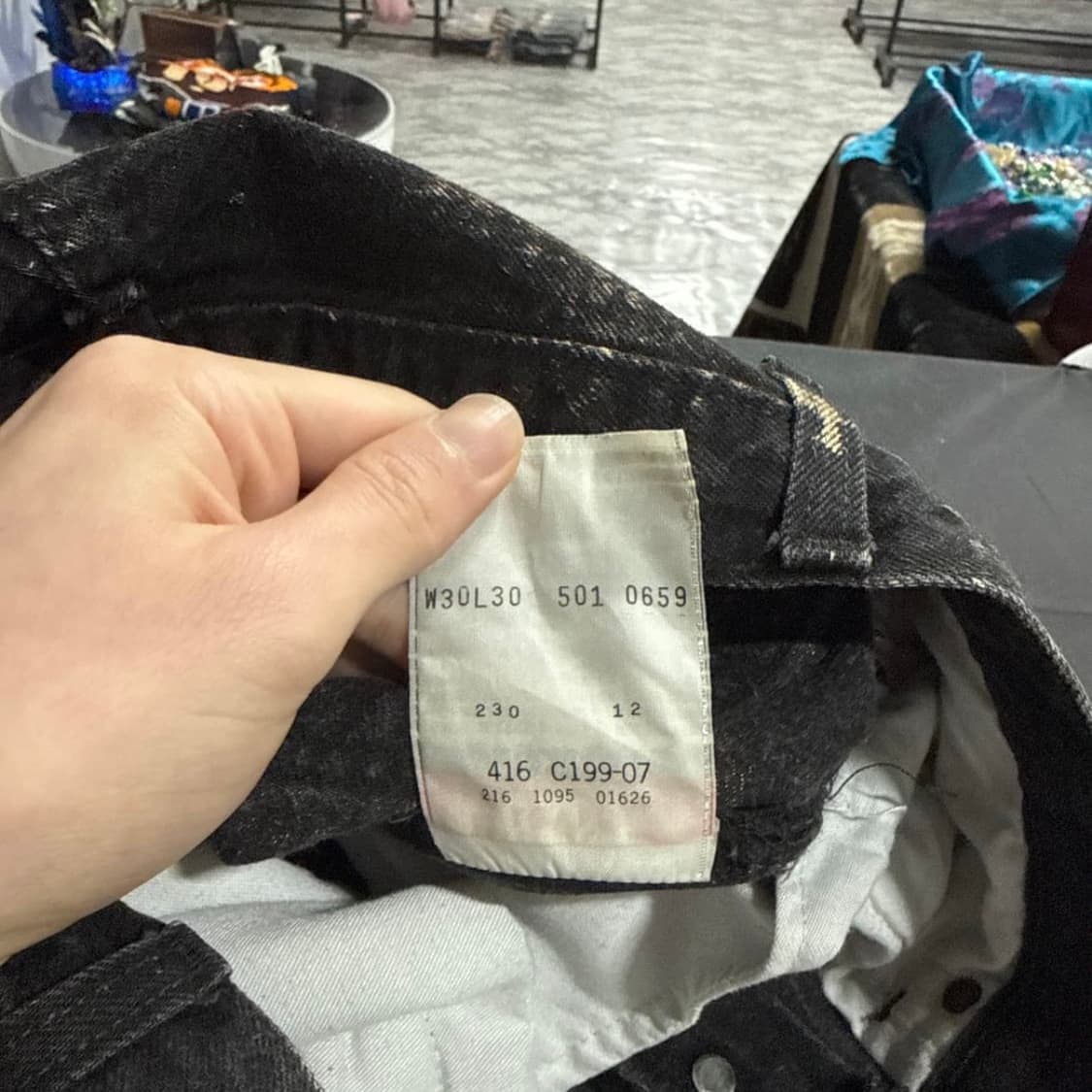 Levi's 스페이스 워싱 커스텀 스트레이트 흑청 데님 팬츠 상품이미지7