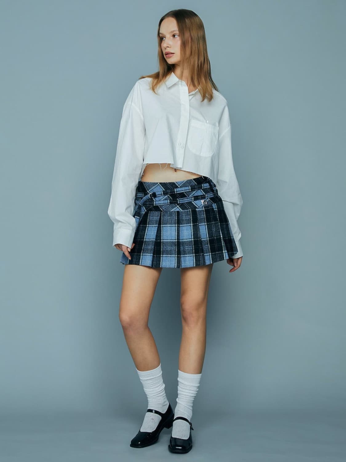 글로니 glowny jemma skirt 울 체크 스커트 xs/s 상품이미지3