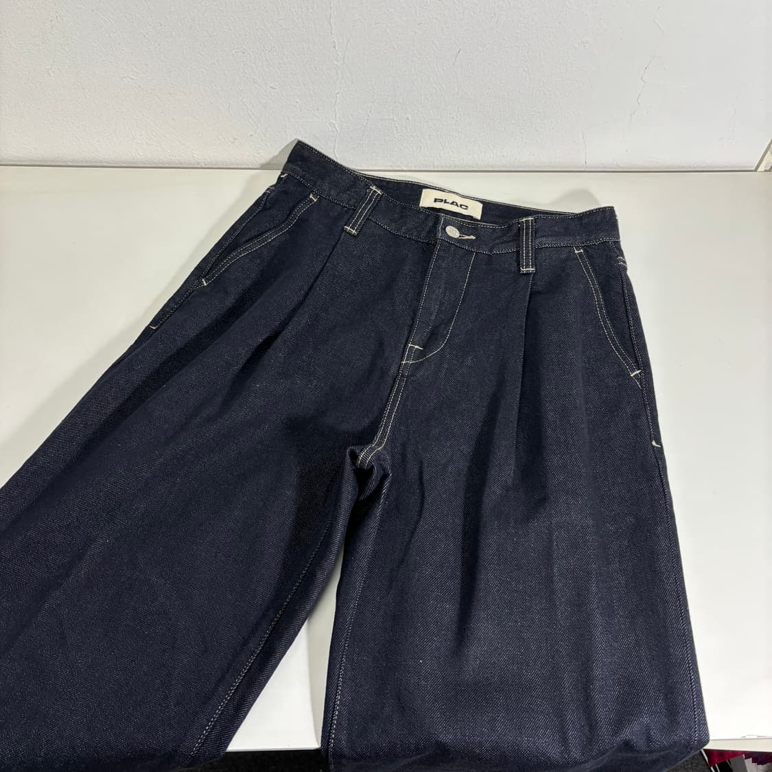 28-29 플랙 인디고 와이드핏 원턱 데님팬츠 상품이미지1