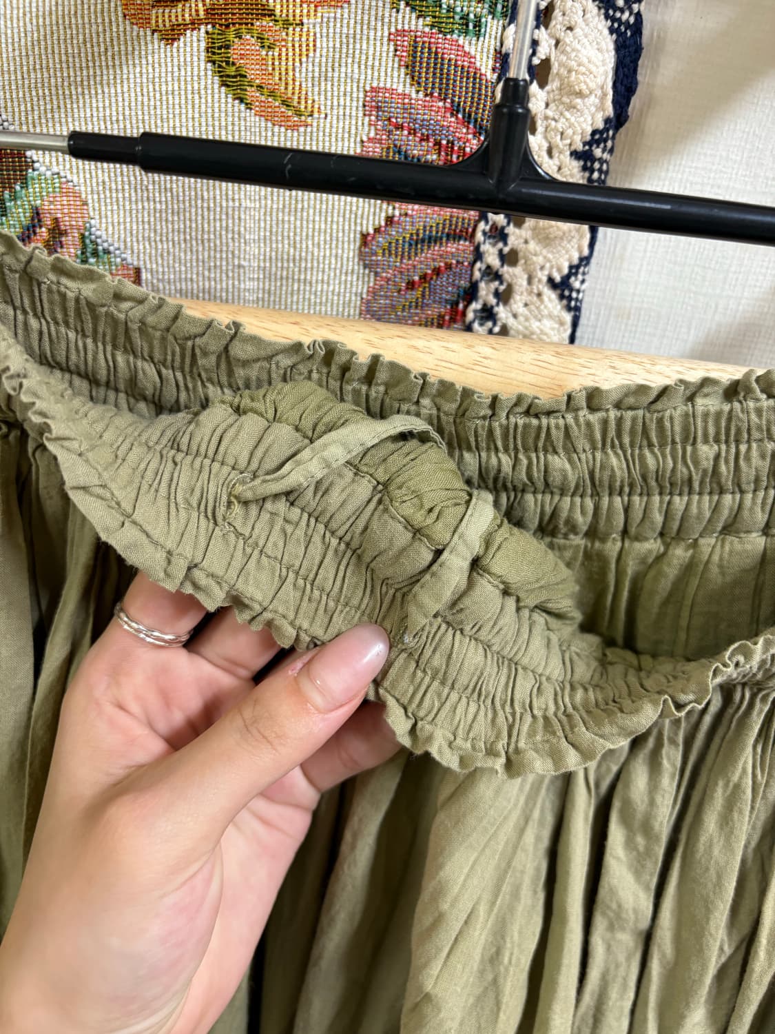 모리 연 카키 롱스커트 상품이미지3