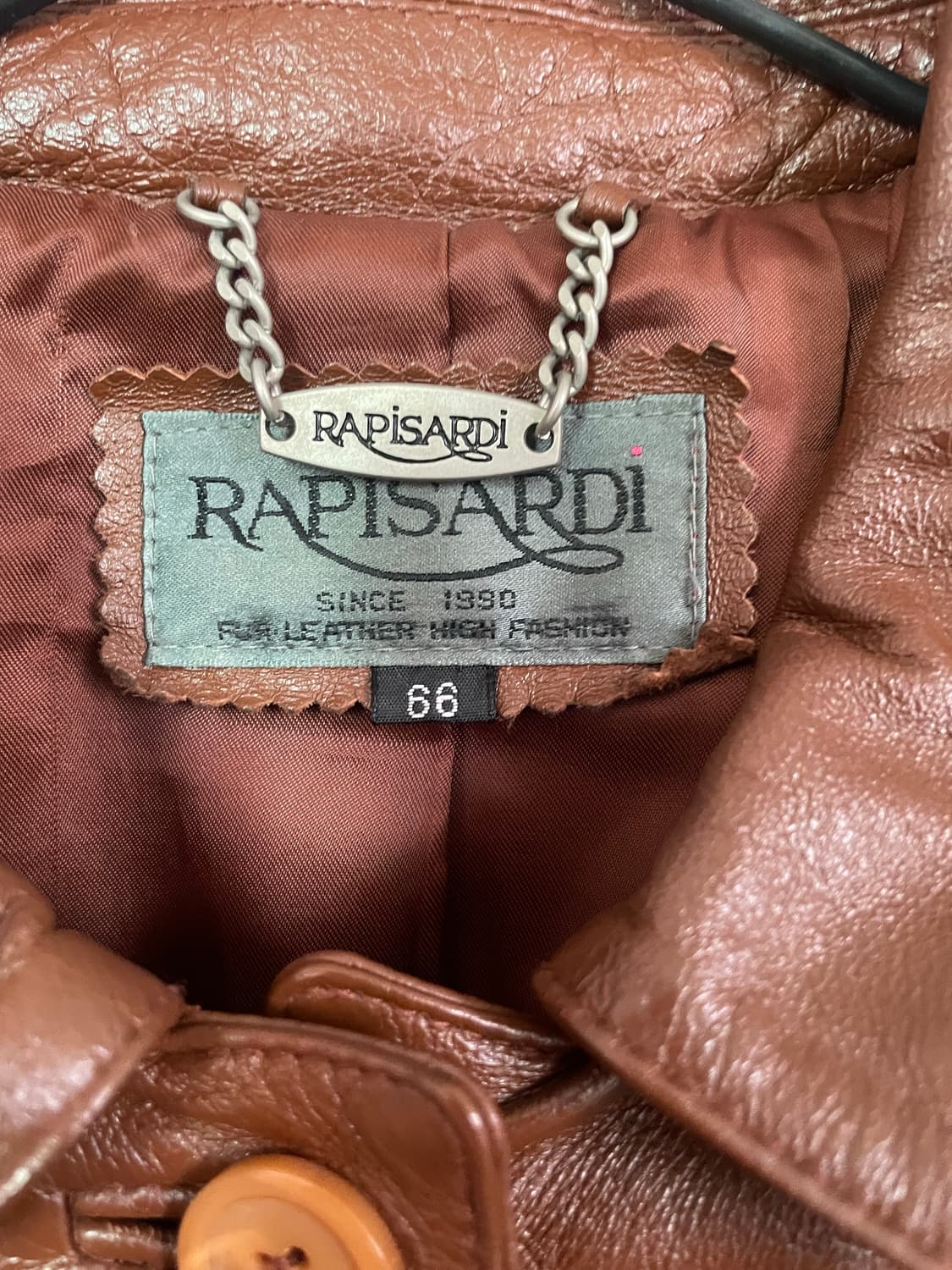 브라운 갸루 그런지 소가죽 롱 레더 코트 상품이미지2