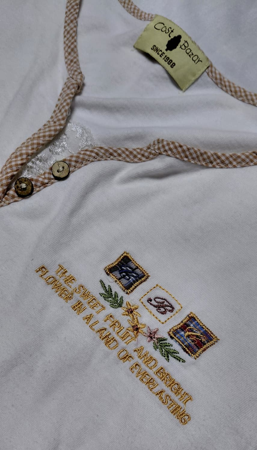 [S] 코스트 바자(Cost Bazar) 자수 포인트 헨리넥 티셔츠 상품이미지6