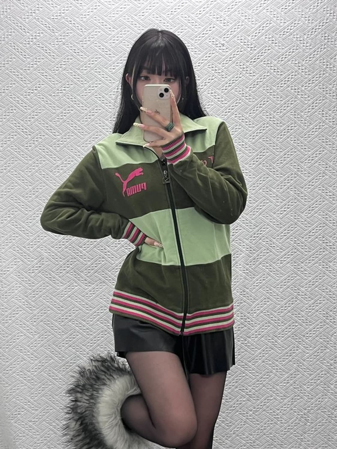 푸마 희귀 레트로 Y2K 대장급 TKHKI 말차카키 집업 M C09932 상품이미지2