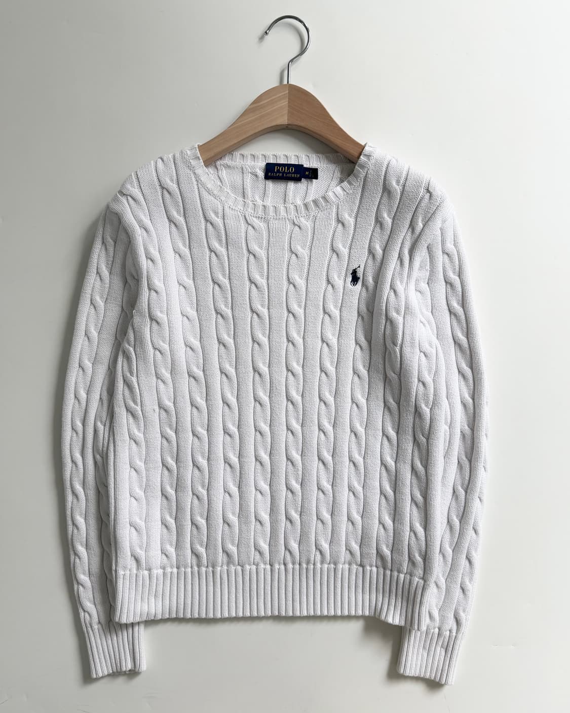 Polo 폴로 랄프로렌 신형 화이트컬러 케이블 코튼 니트 상품이미지3