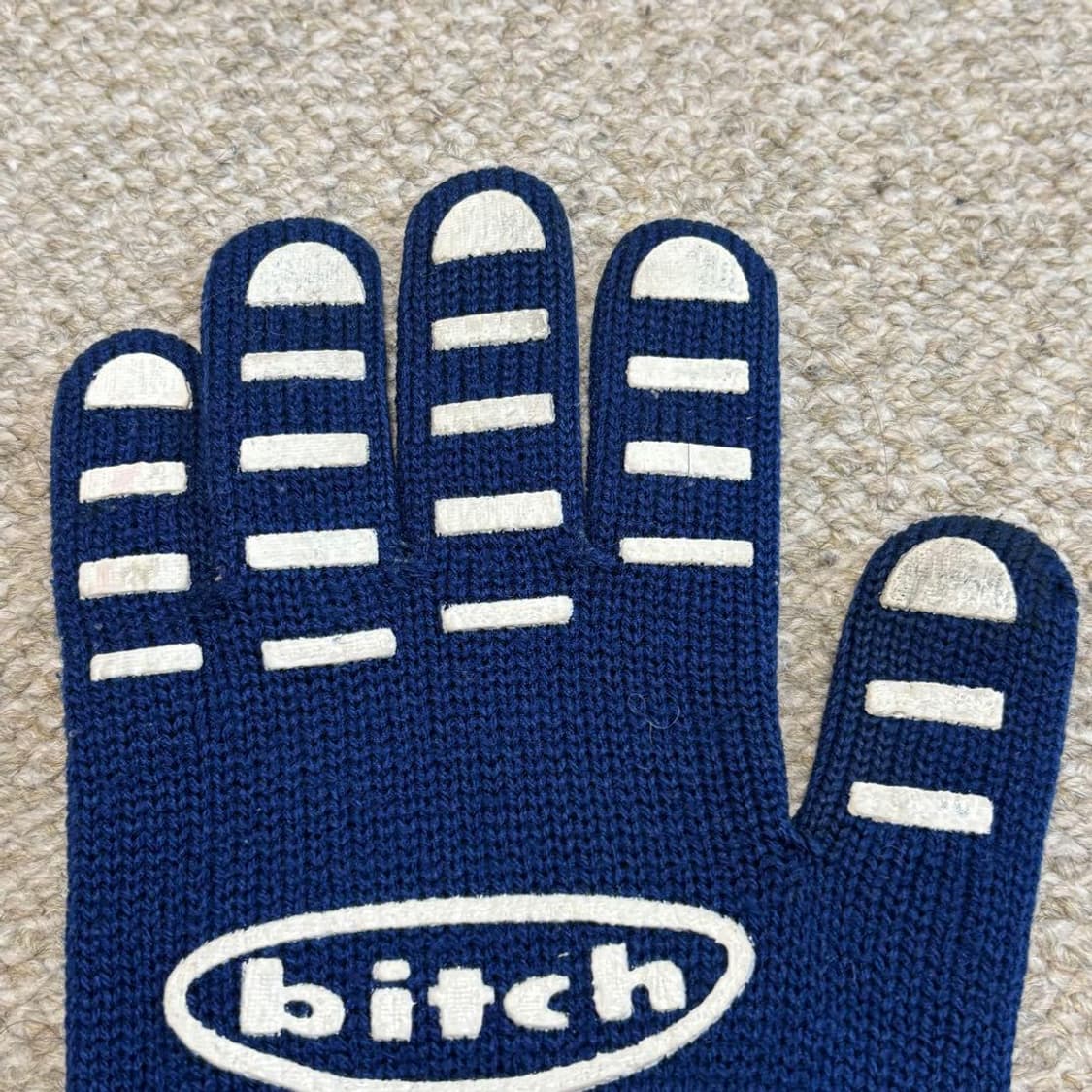 90s 비치 스케이트보드 로고 니트 장갑 블루 상품이미지5