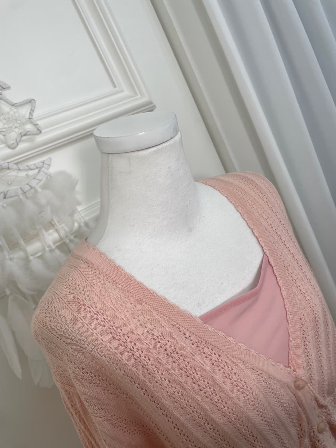 AYLESBURY coral crochet v-neck loose car 상품이미지9