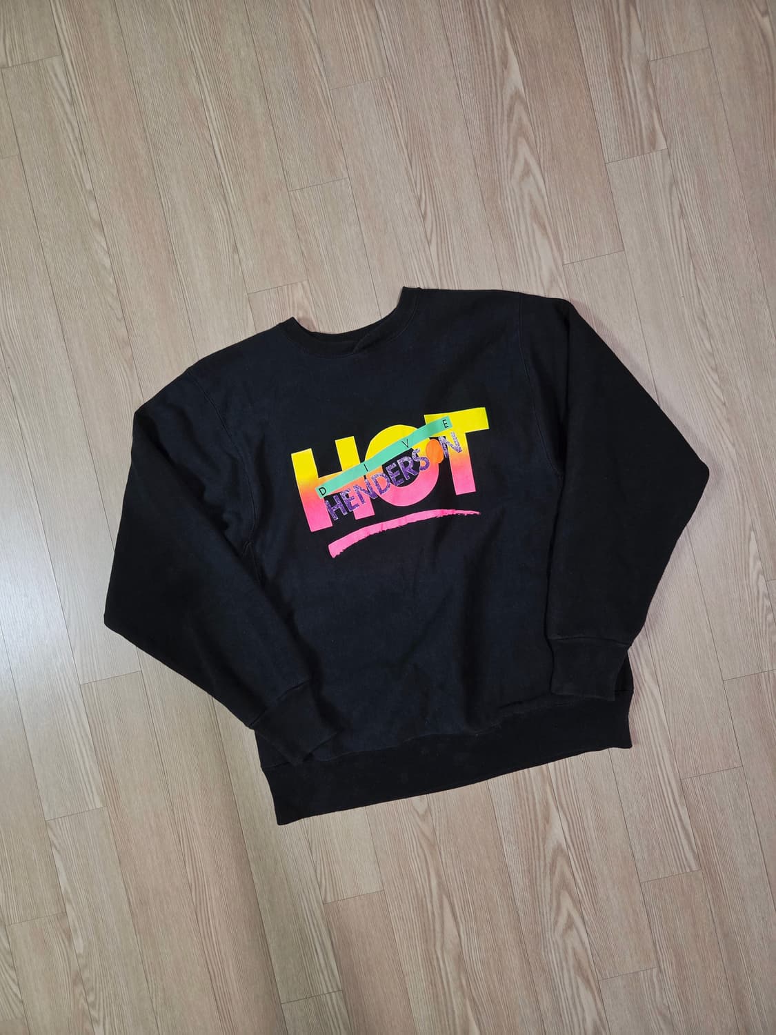 헤인즈 90s USA 블랙 오버 맨투맨 티셔츠 상품이미지3