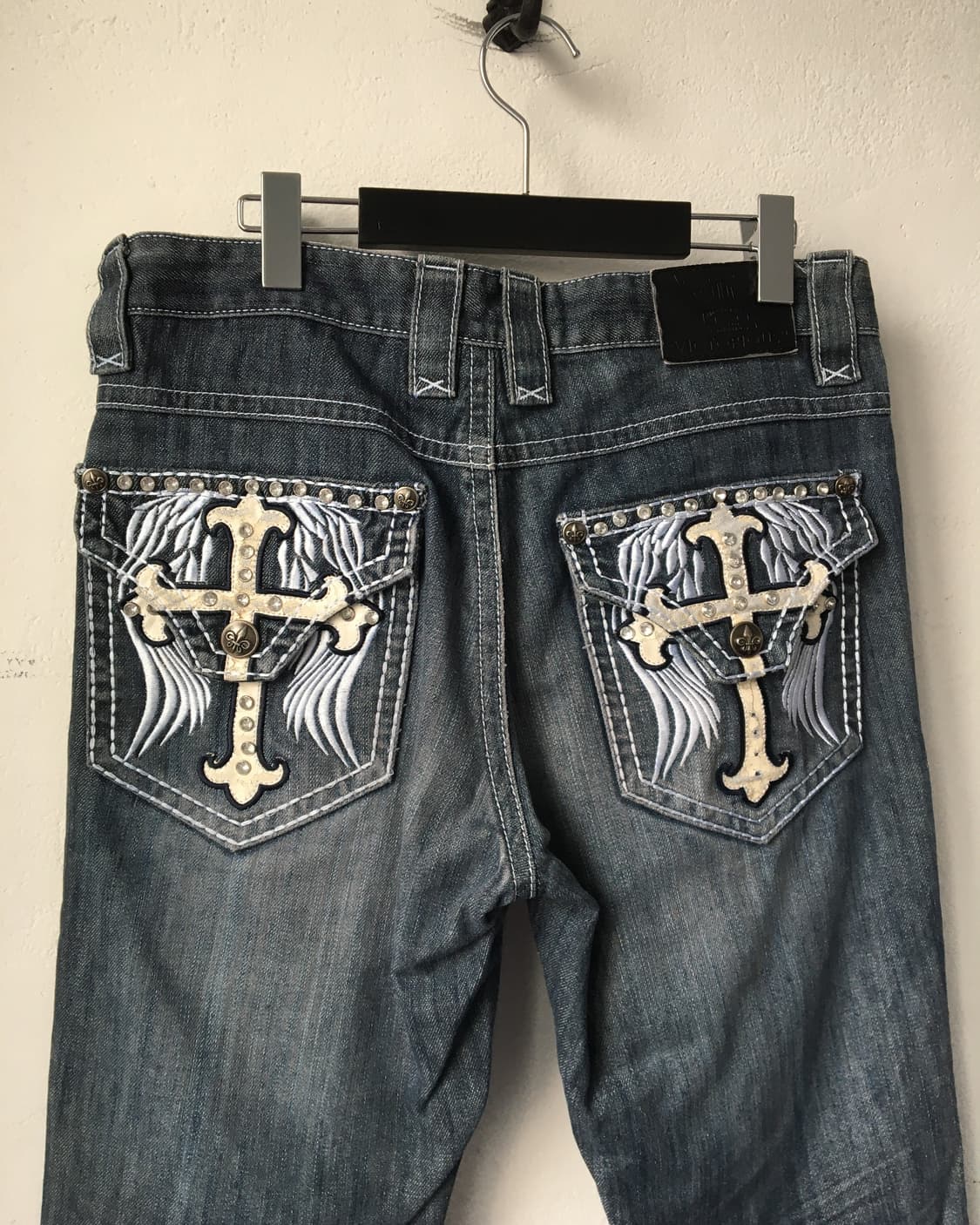 Back cross patch point denim pants 상품이미지4