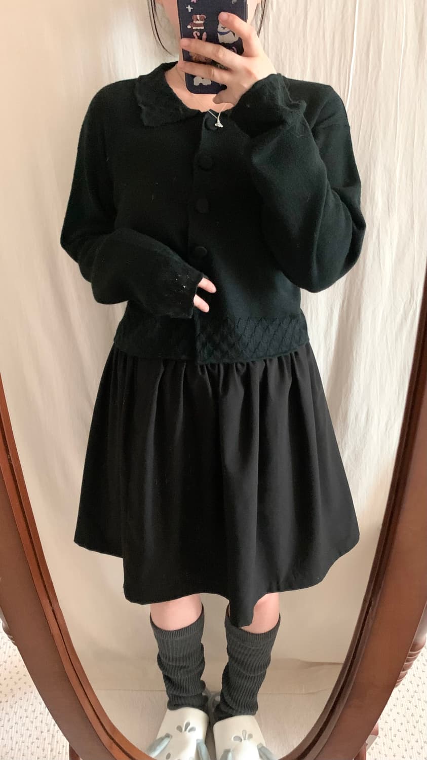 블랙 레이스 카라 가디건 상품이미지3