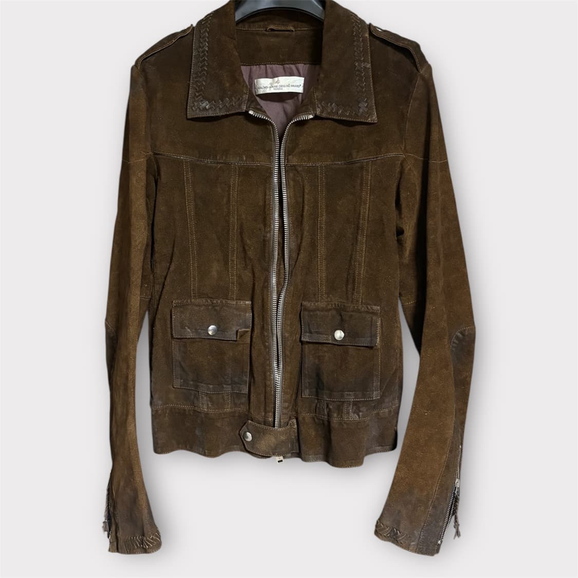 골든구스 브라운 오일워싱 스웨이드 자켓S 상품이미지1