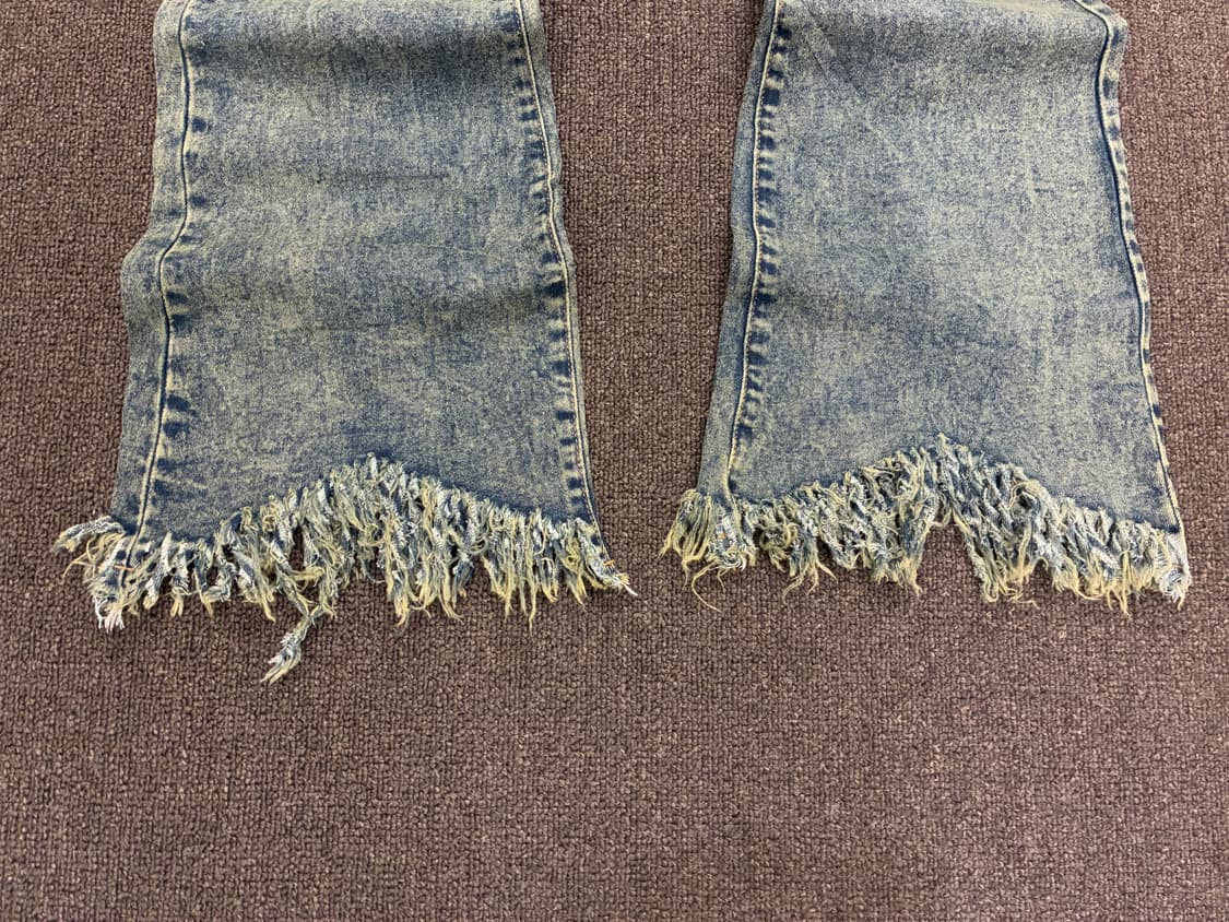 S)Japanese vintage 여성 프린지 부츠컷 데님팬츠 상품이미지4