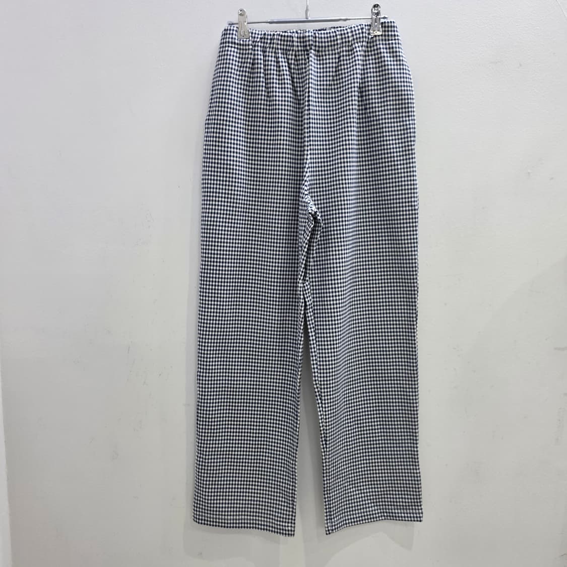 깅엄 체크 네이비 화이트 겨울 잠옷 파자마 세트 남녀공용 상품이미지4