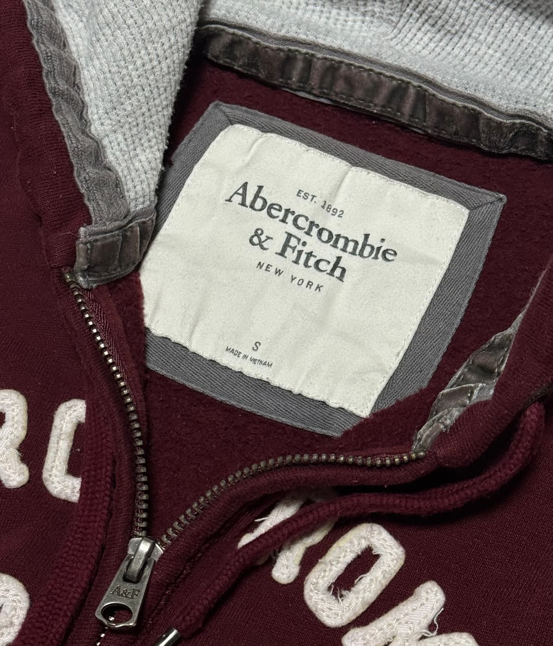 아베크롬비 버건디 기모 후드집업 상품이미지5