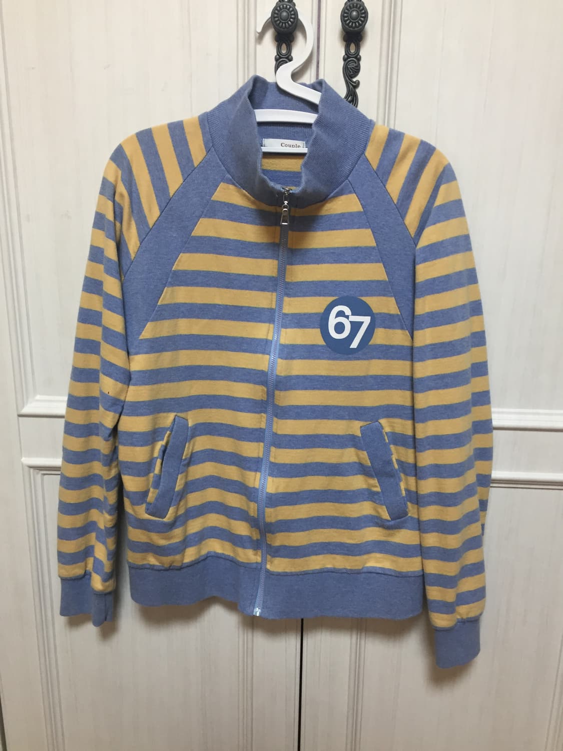빈티지 블루옐로우 줄무늬 집업 상품이미지3