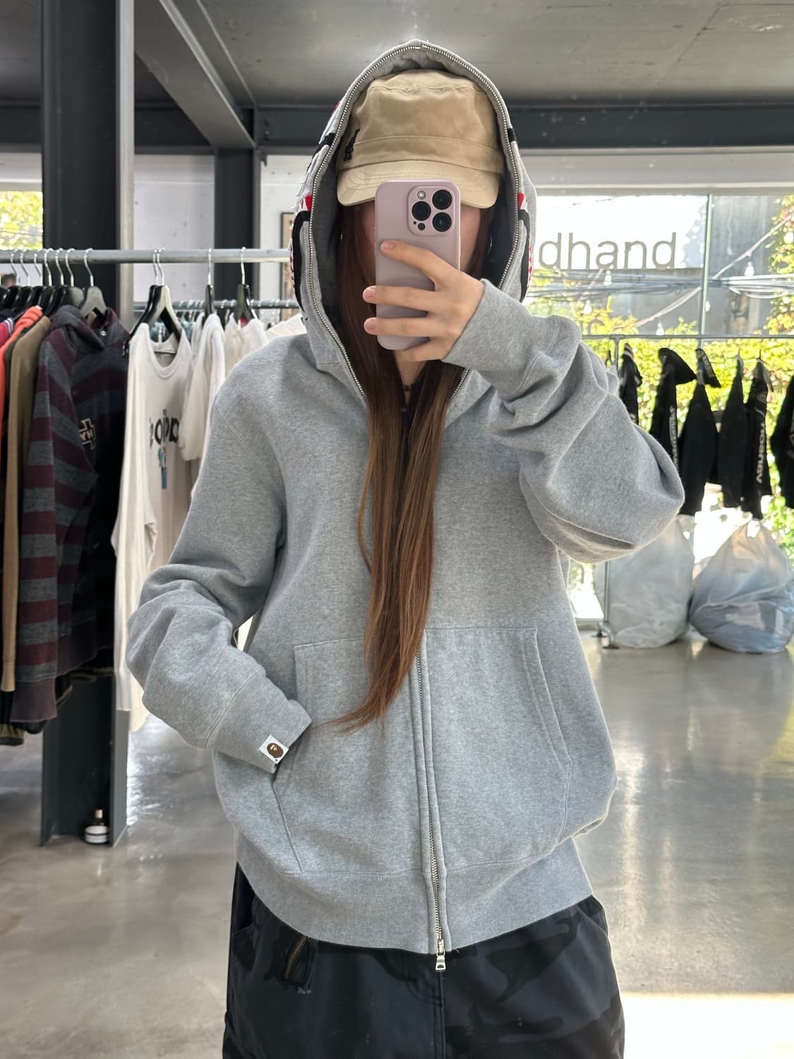베이프 샤크 풀 후드집업 그레이 상품이미지2