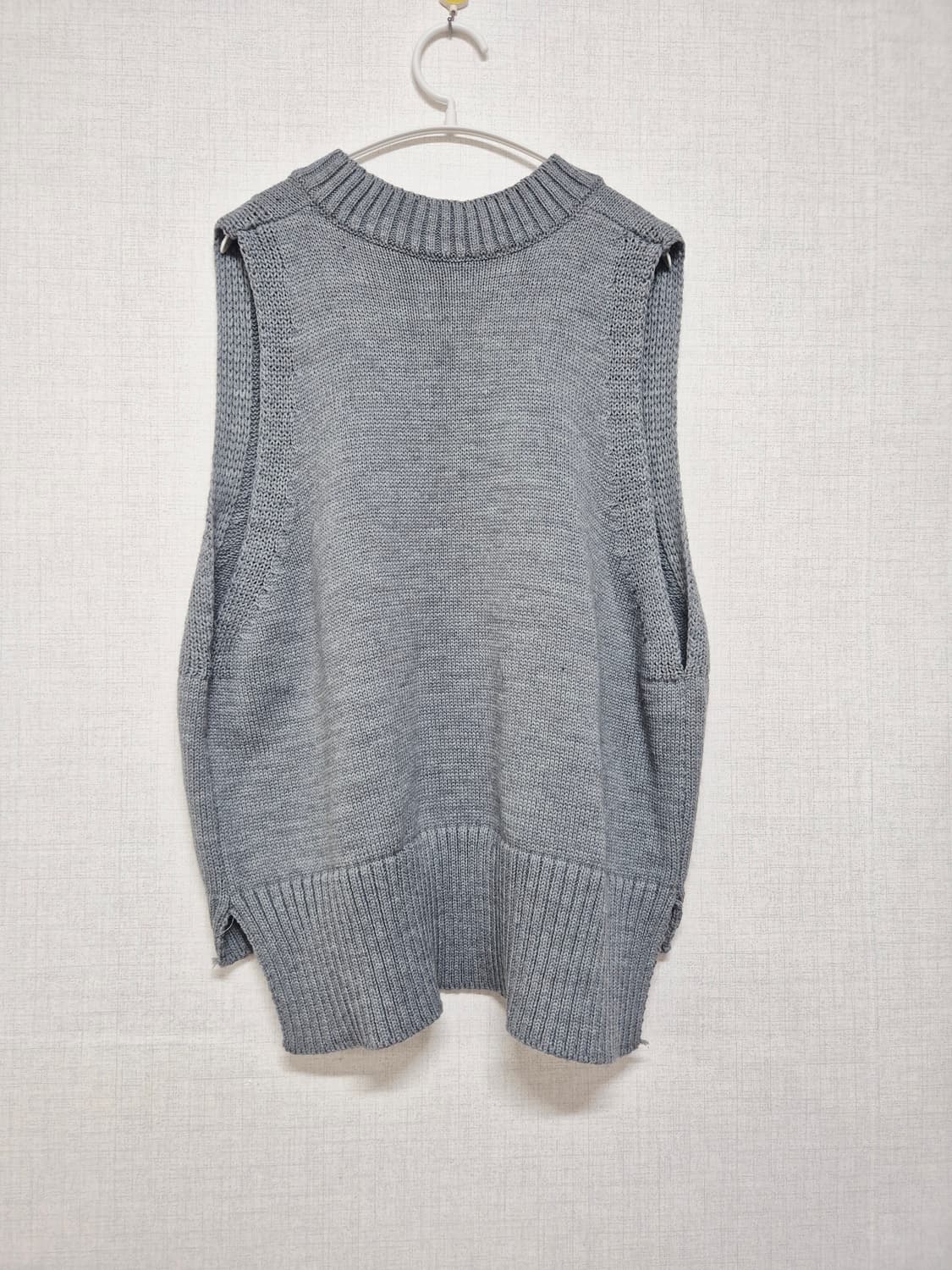 V넥 니트 조끼 그레이 상품이미지2