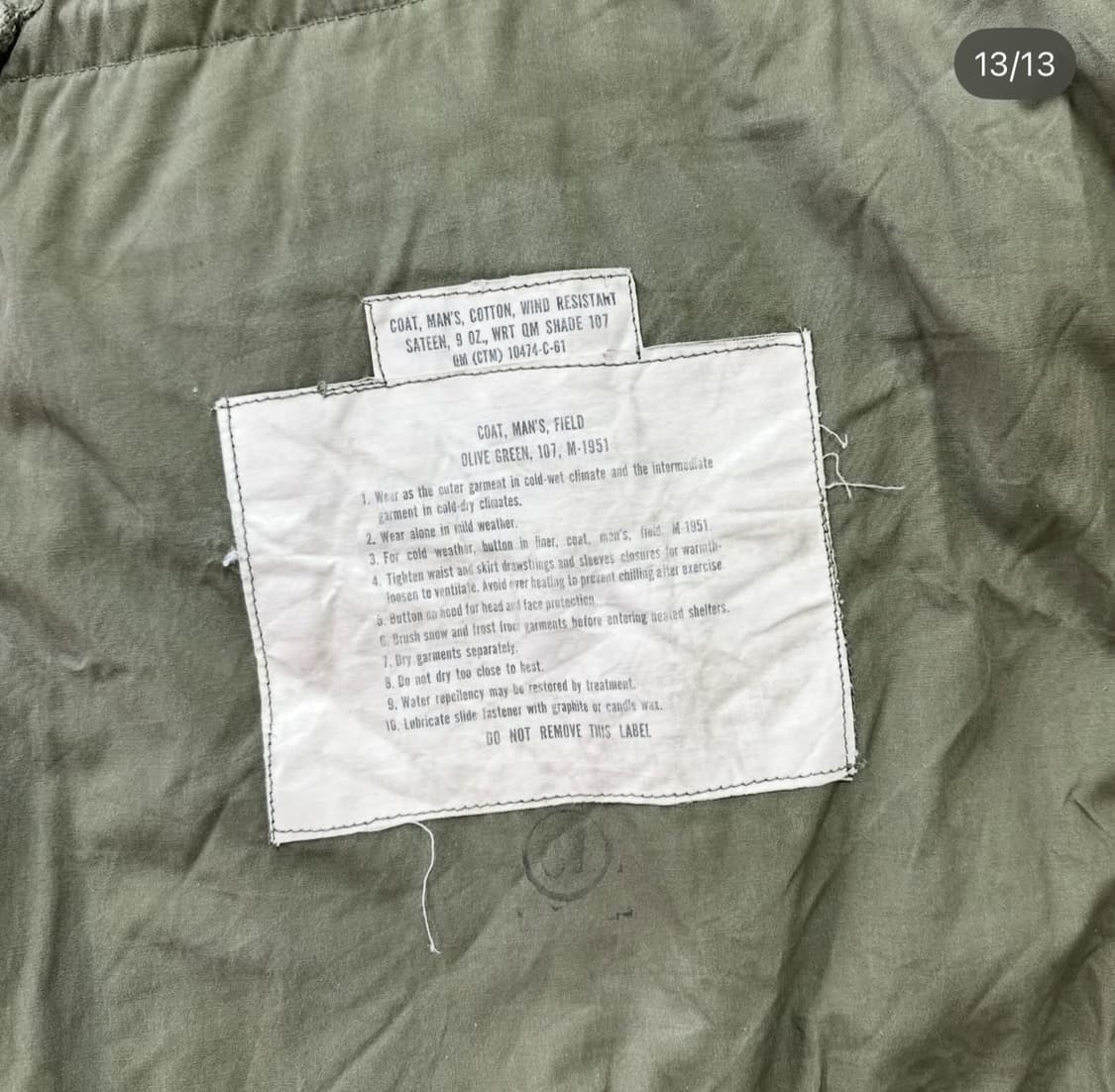 M51 필드자켓 오리지널 60s M-R사이즈 상품이미지6