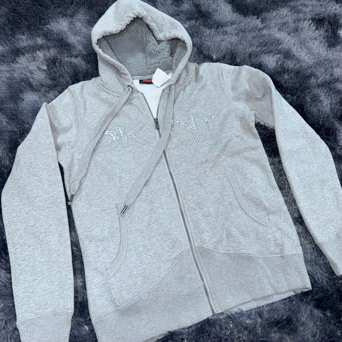 투티/0113 DKNY 액티브 y2k 기모 그레이 후드 집업 스포티  상품이미지4