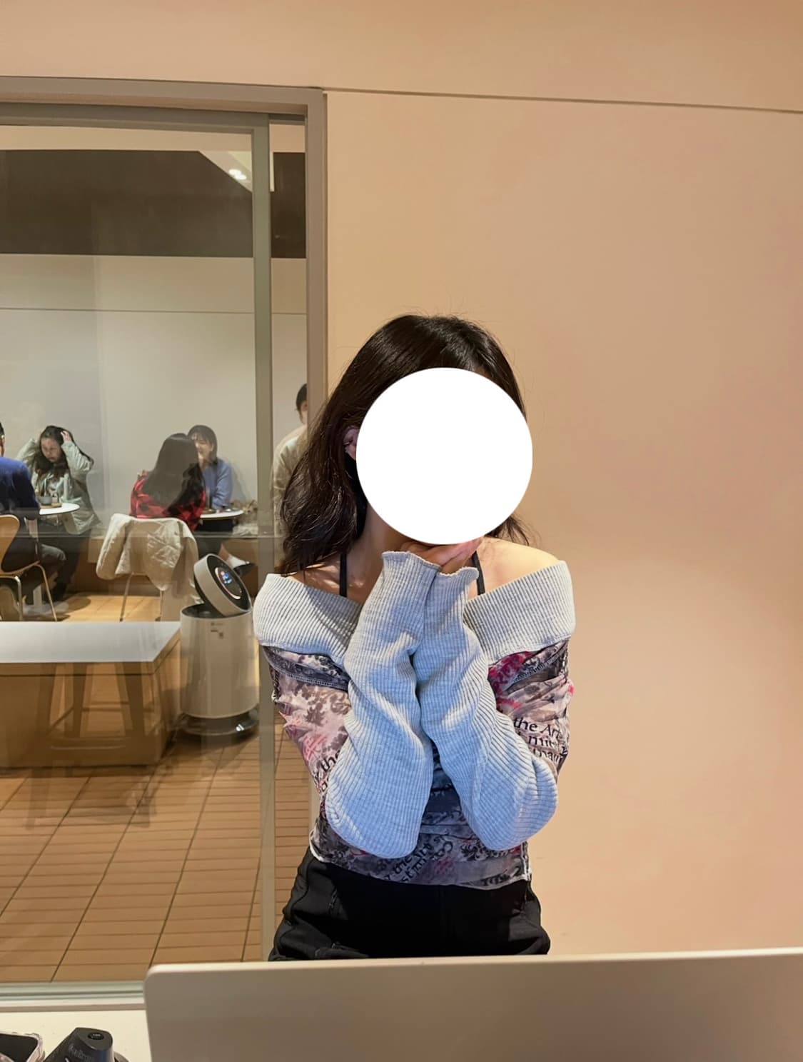 빈티지 시스루 오프숄더 니트 상품이미지5