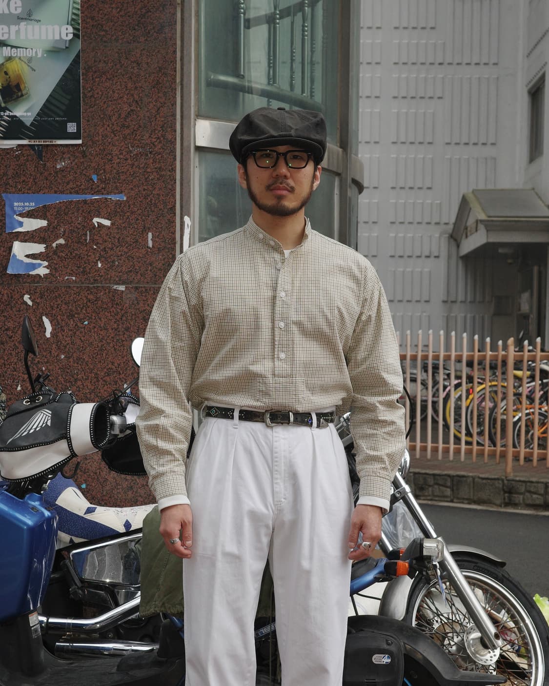 유럽빈티지 체크 만다린 카라 하프플래킷 셔츠 상품이미지7