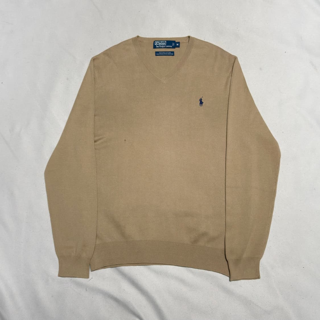 M 폴로랄프로렌 피마코튼 베이지 브이넥 니트 상품이미지2