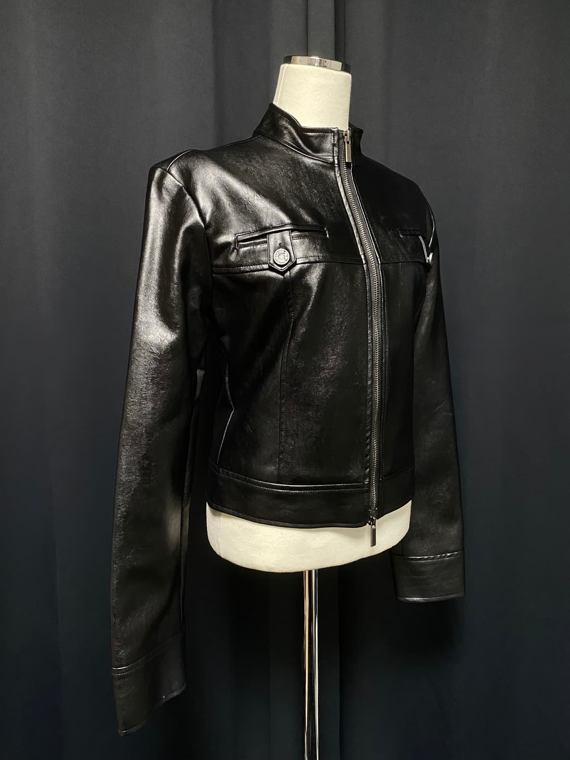 보헤미안서울 베이직 레더 자켓 블랙 상품이미지2