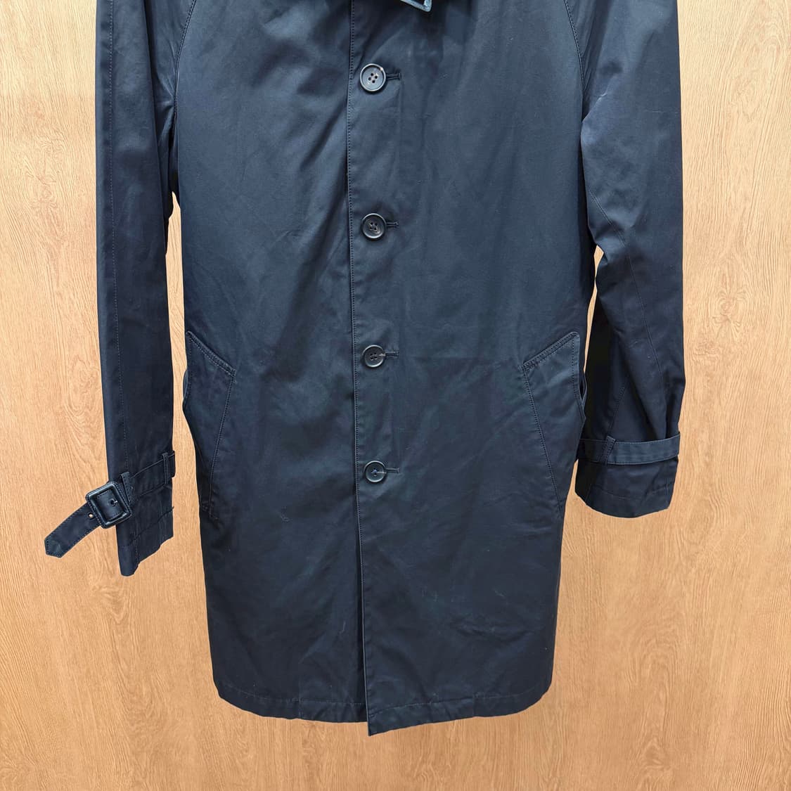 폴스미스 PS 싱글 트렌치 코트 스트라이프 안감 허리 벨트 디테일 블랙 상품이미지5