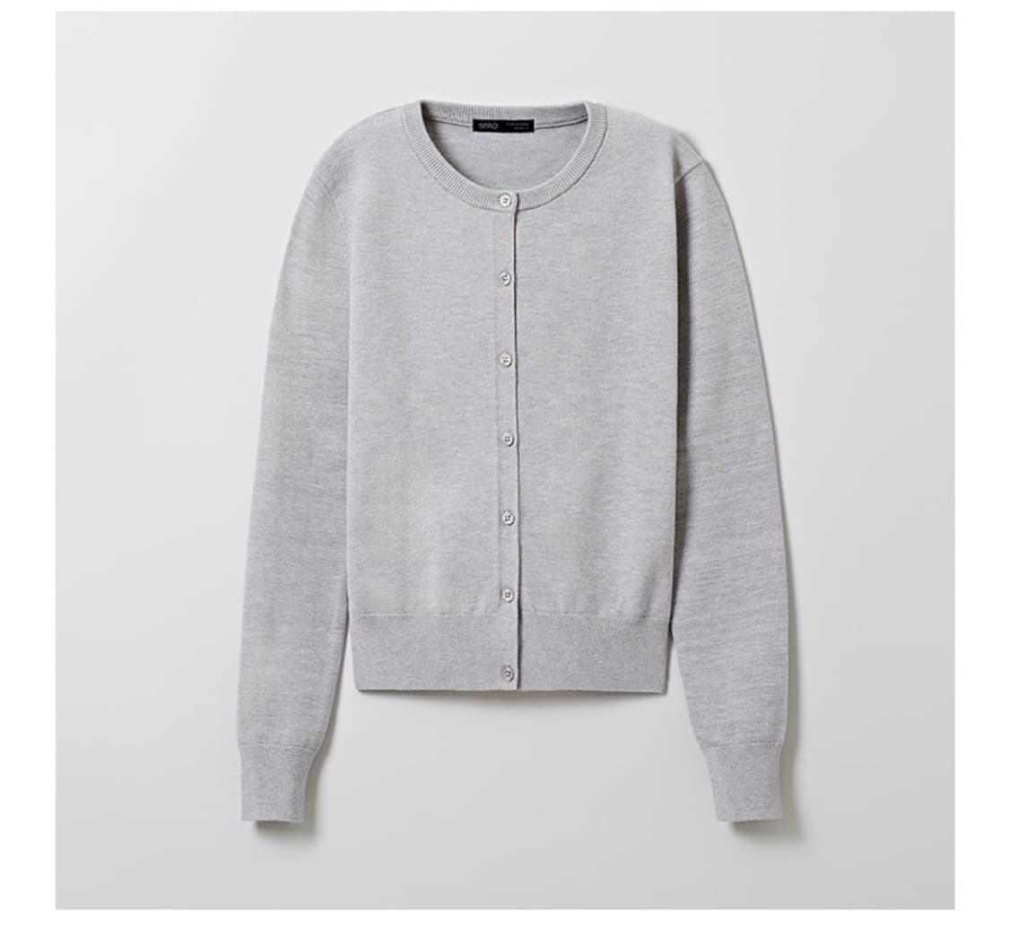 스파오 소프트얀 여성 라운드넥 가디건 M(090) 회색 상품이미지1