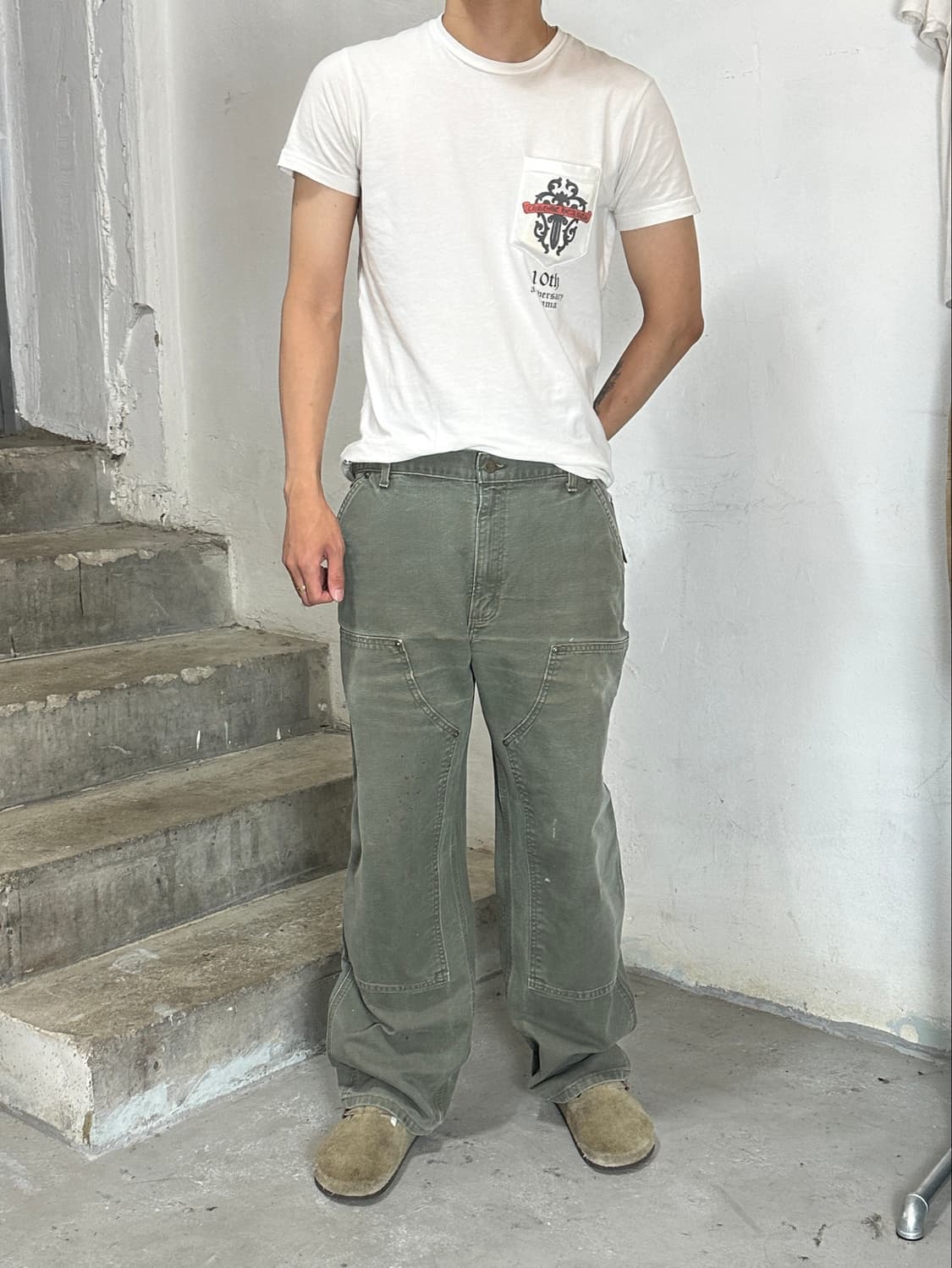 OG 칼하트 B136 더블니 팬츠 칼하트 MOS 모스그린 상품이미지2
