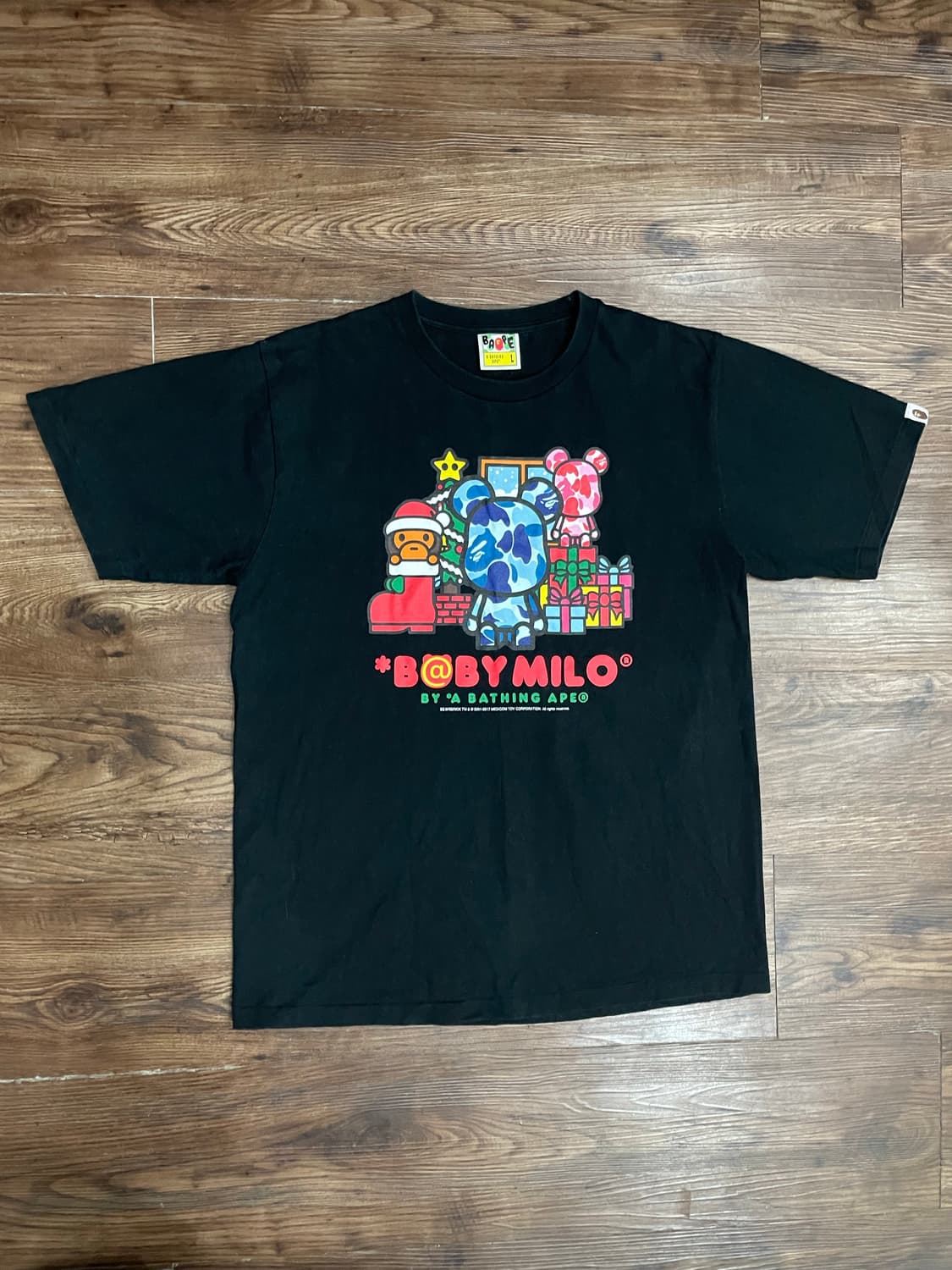 베이프 X 베어브릭 베이비 마일로 반팔 티셔츠 블랙 상품이미지1