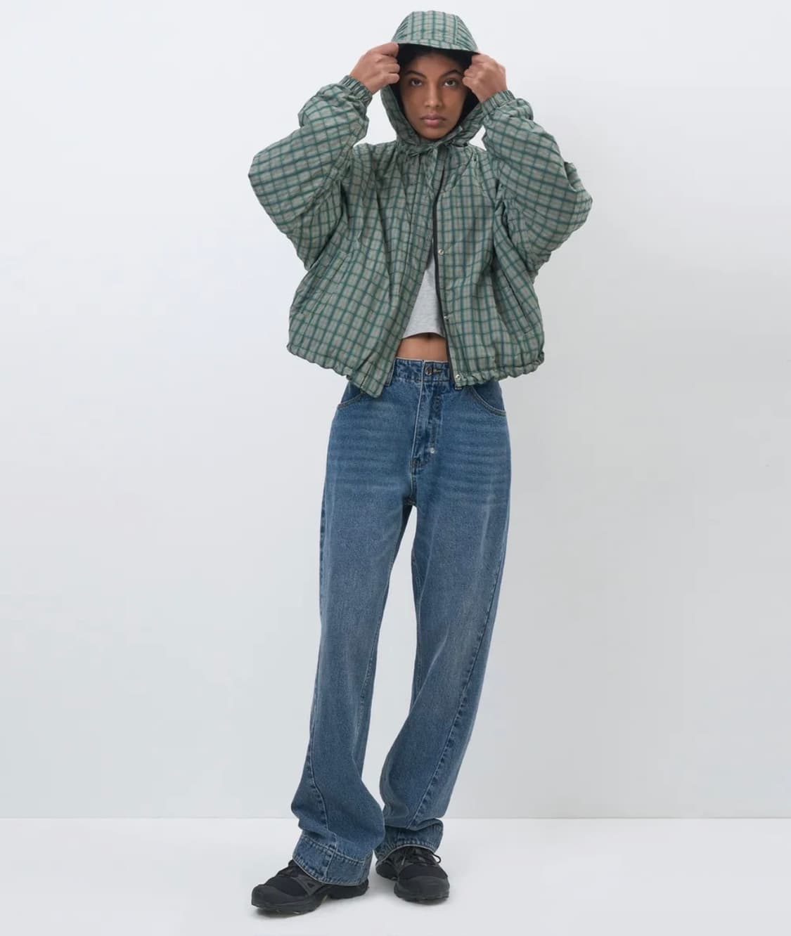 파르티멘토 우먼 리버시블 후디드 윈드브레이커 블랙 상품이미지2