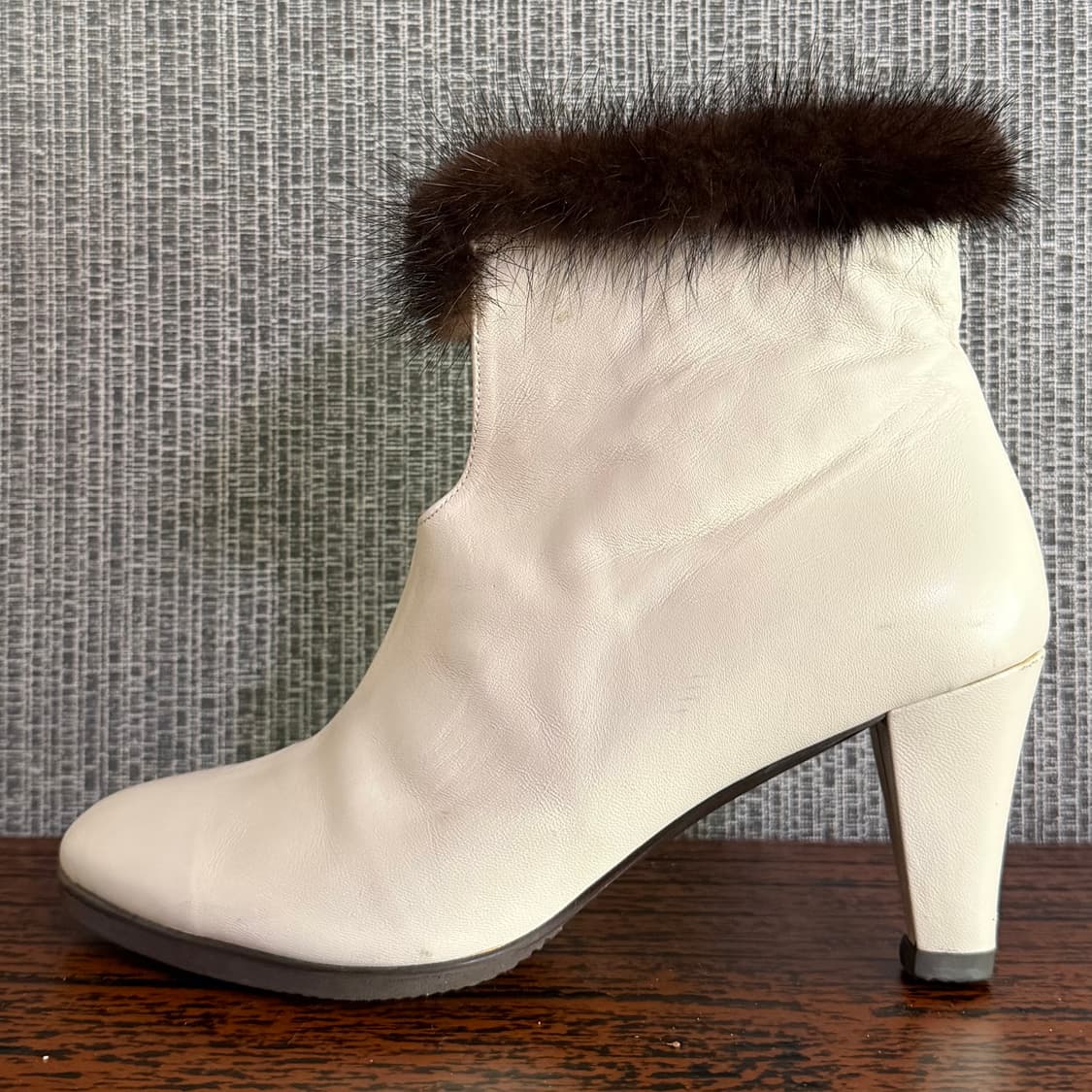 엘칸토 밍크털 아이보리 가죽 앵클 부츠 부티 신발 구두 235 상품이미지5