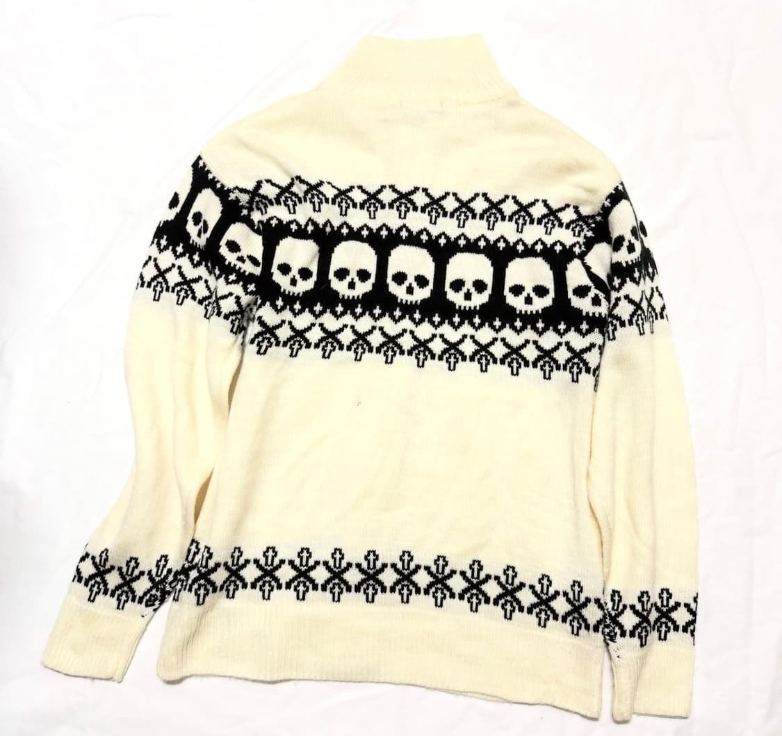 불렛 노이즈 - 스컬 크로스 니트 집업 상품이미지3