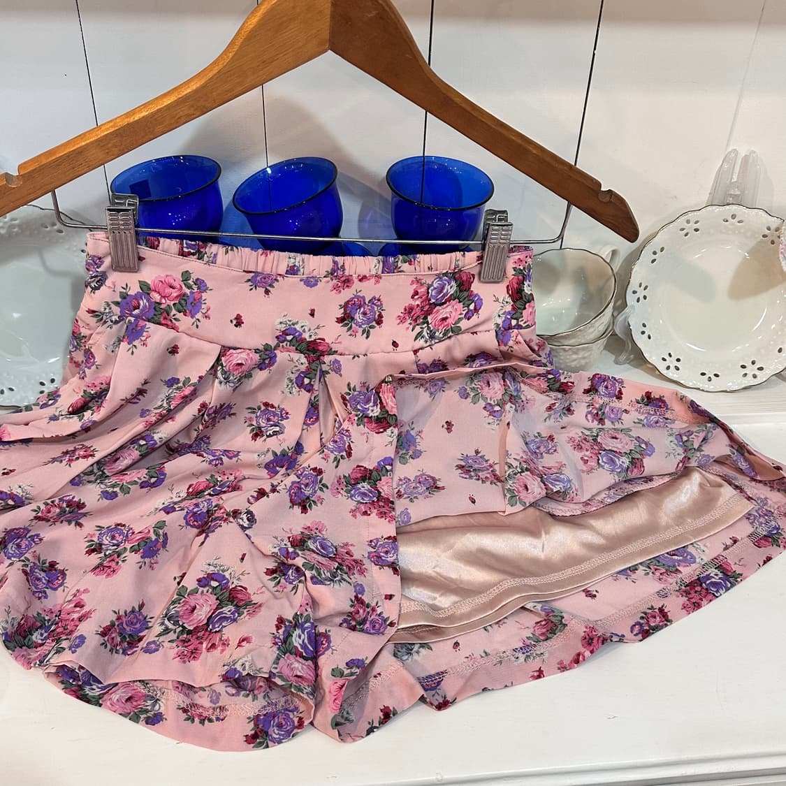 플라워 패턴 핑크 플리츠 스커트 상품이미지3