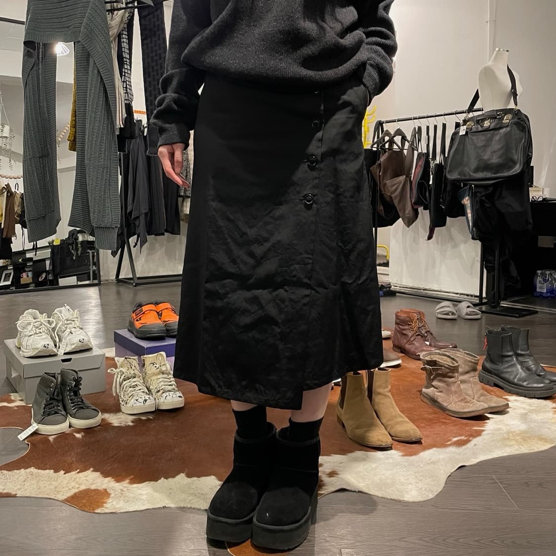 요지야마모토 버튼 디테일 랩 스커트 상품이미지5