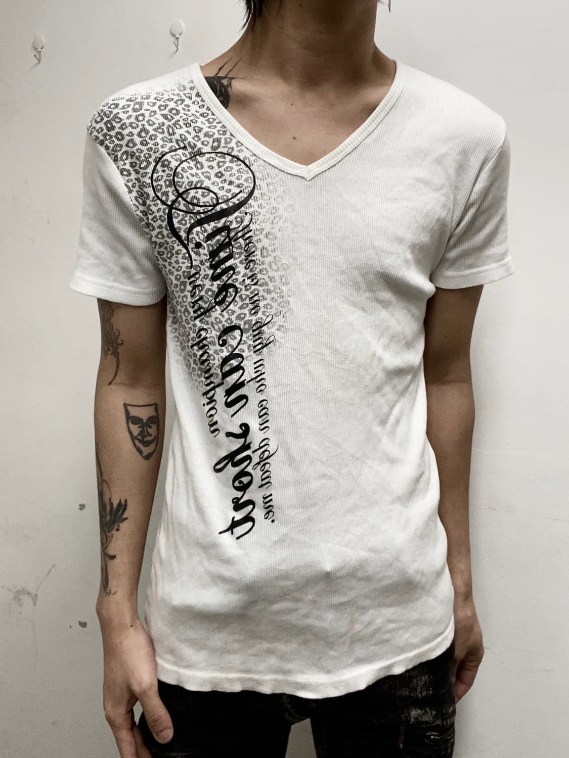 [BeauMere] Leopard Print White 1/2 Tee 상품이미지2