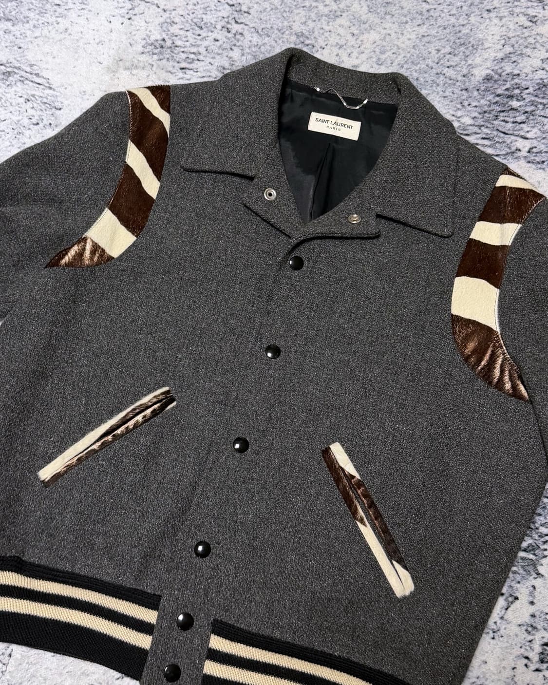 생로랑 14fw 지브라 테디 바시티 자켓 46 상품이미지4