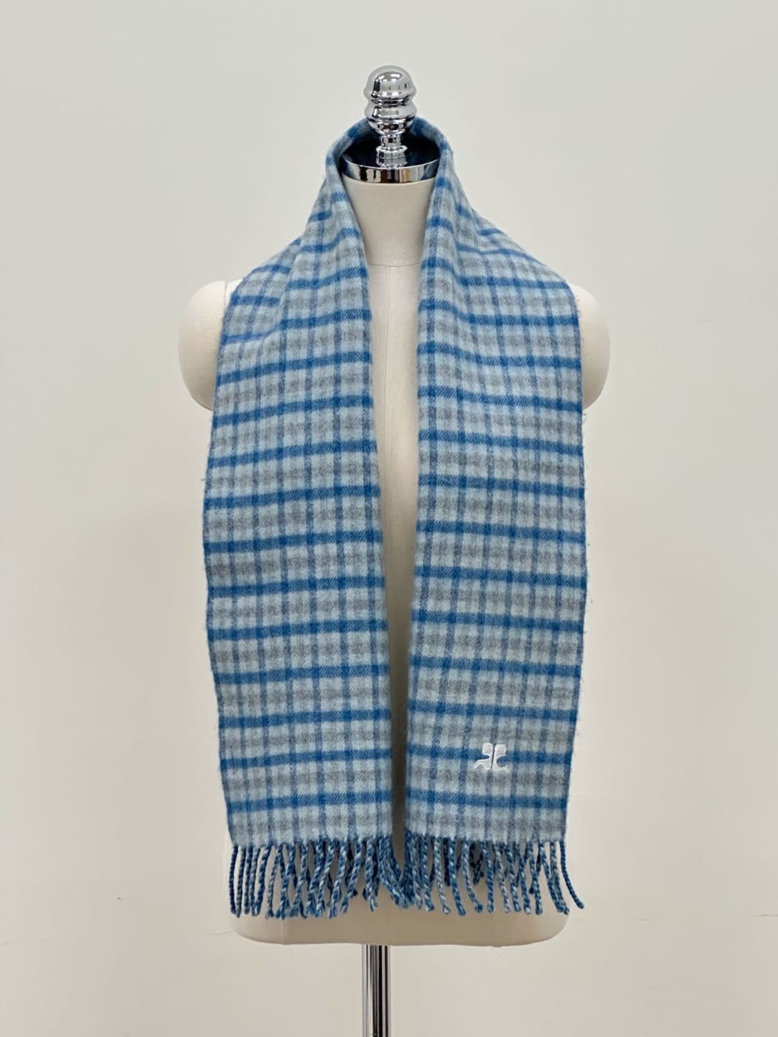 courreges / 꾸레쥬 블루 체크 울 머플러  상품이미지8