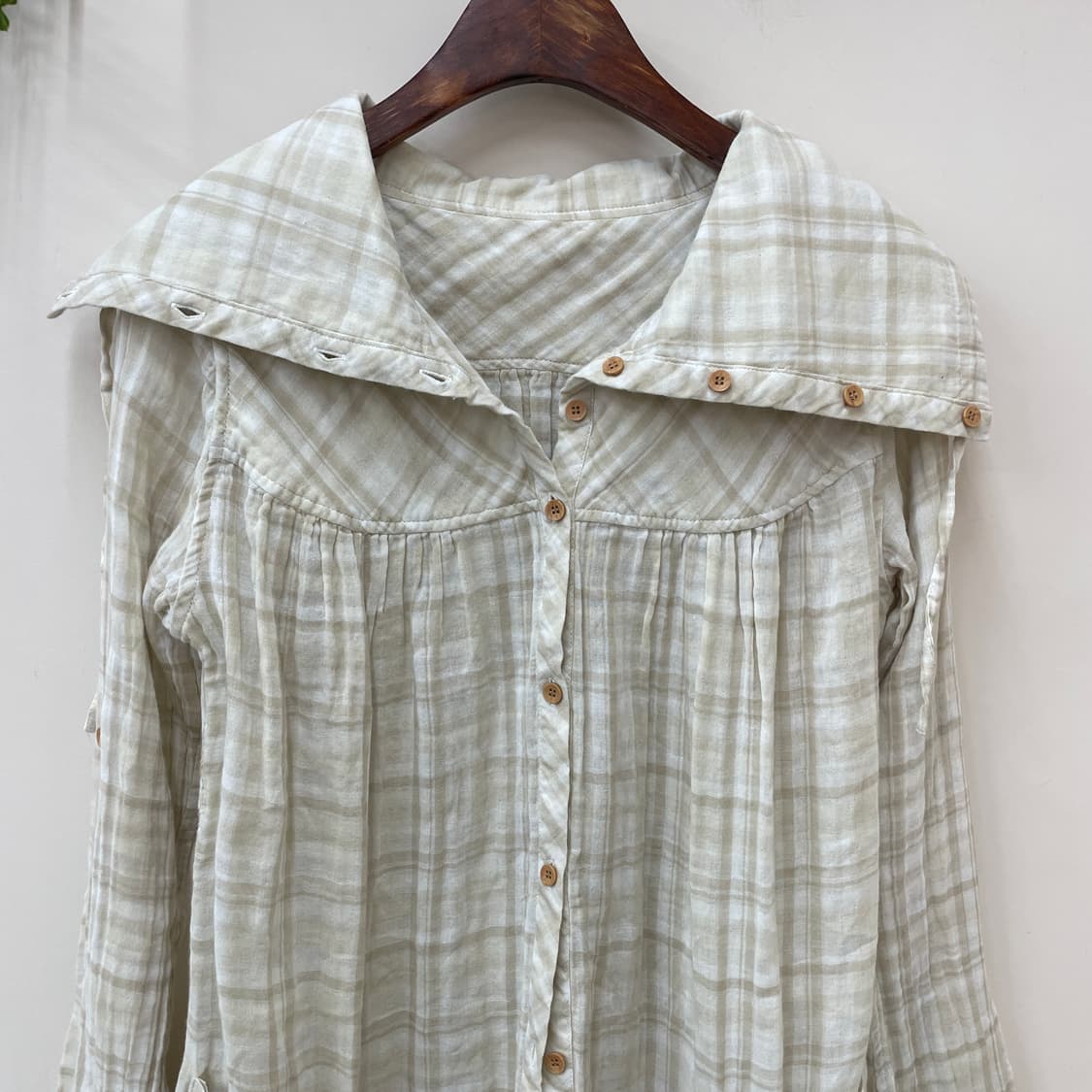 Petit fleur 체크 리버시블 롱 포켓 셔츠 상품이미지4