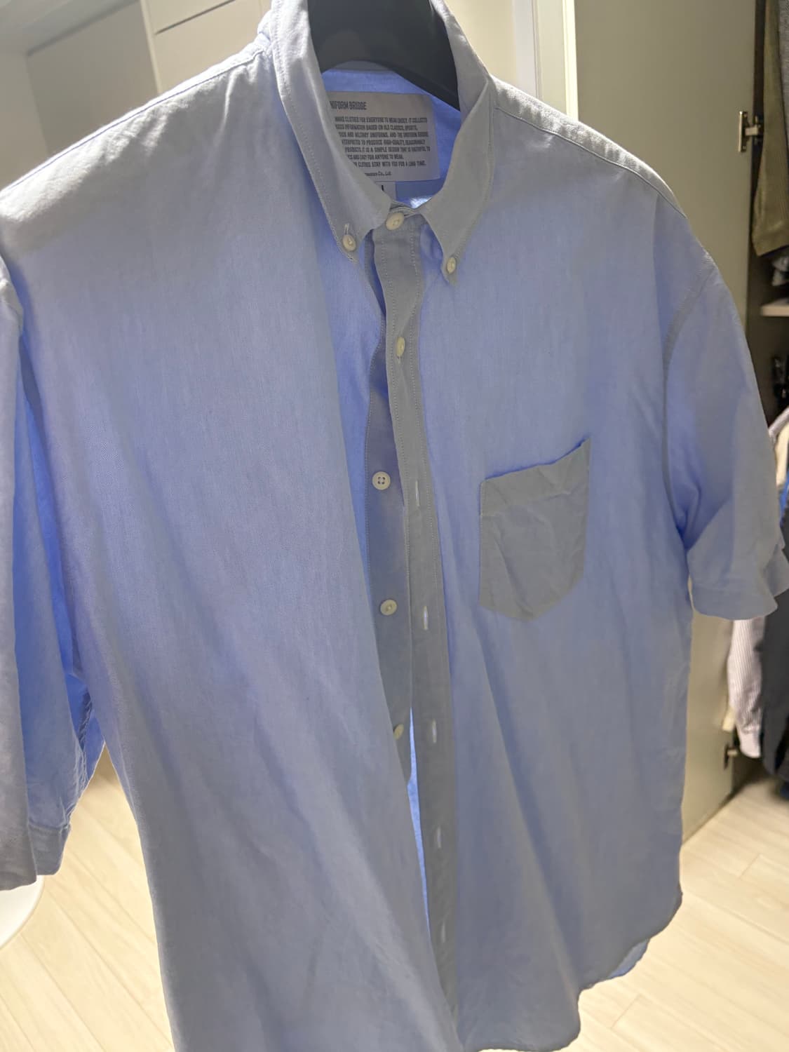 유니폼브릿지 oxford bd short shirs(블루, L사이즈) 상품이미지3