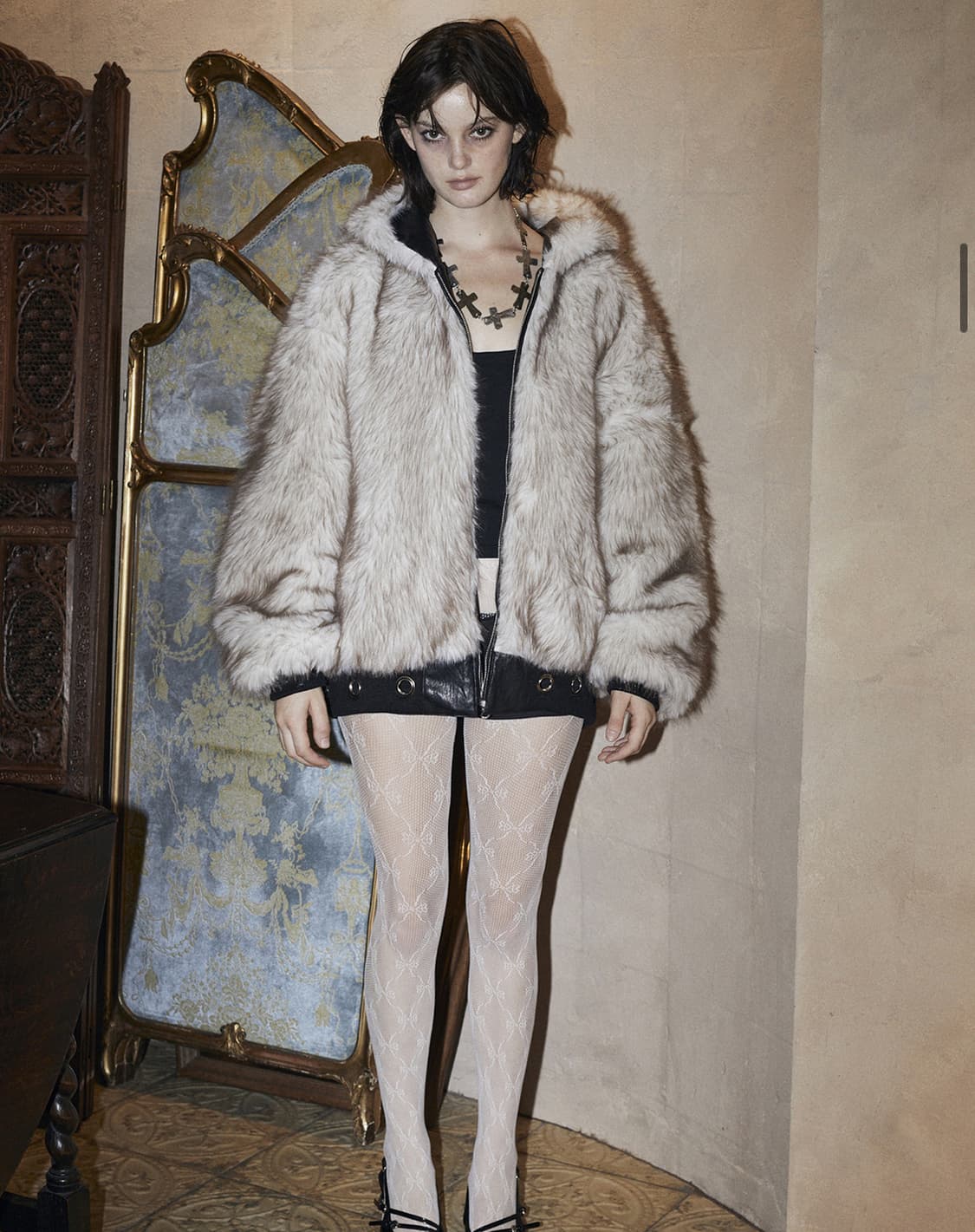 분트 Eyelet Reversible Fur Leather Jacket 상품이미지4